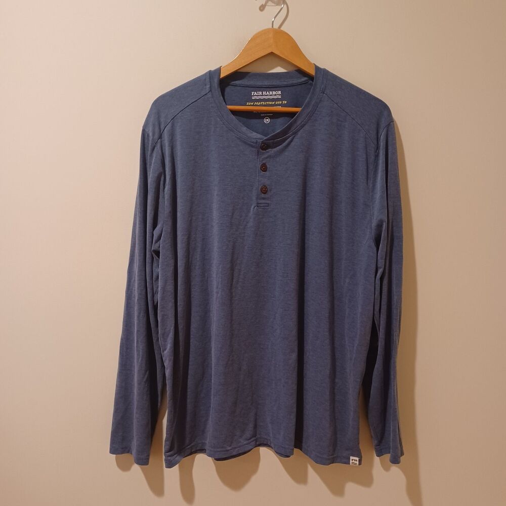 Fair Harbor The SeaBreeze Henley Top Mens LS Lightweight UPF Shirt Mens 2X